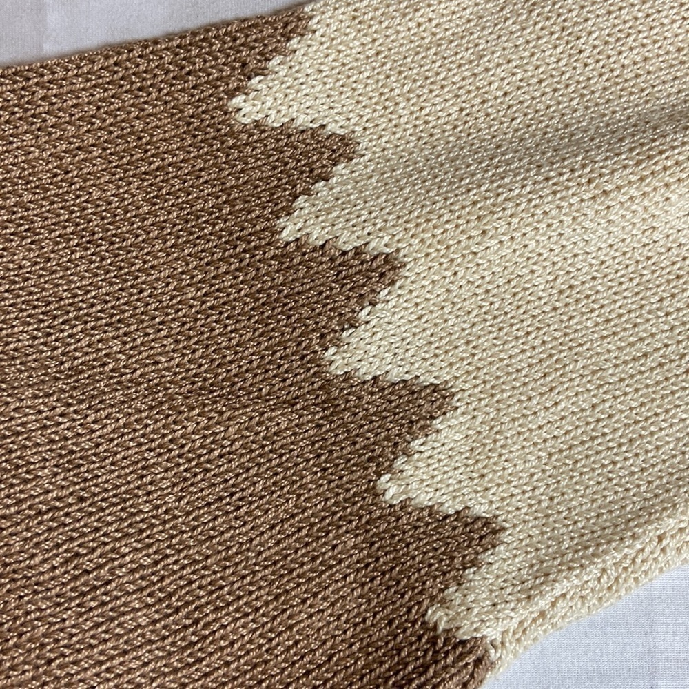 Handmade Knit Boho Sweater Tan Cream Pastel Cozy Cottagecore Large Chunky - Picture 10 of 14